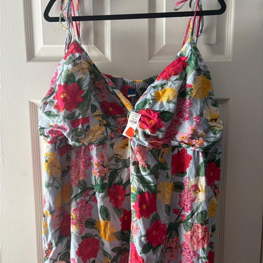 Old Navy 3x Floral Spaghetti Strap Jumpsuit Linen Blend